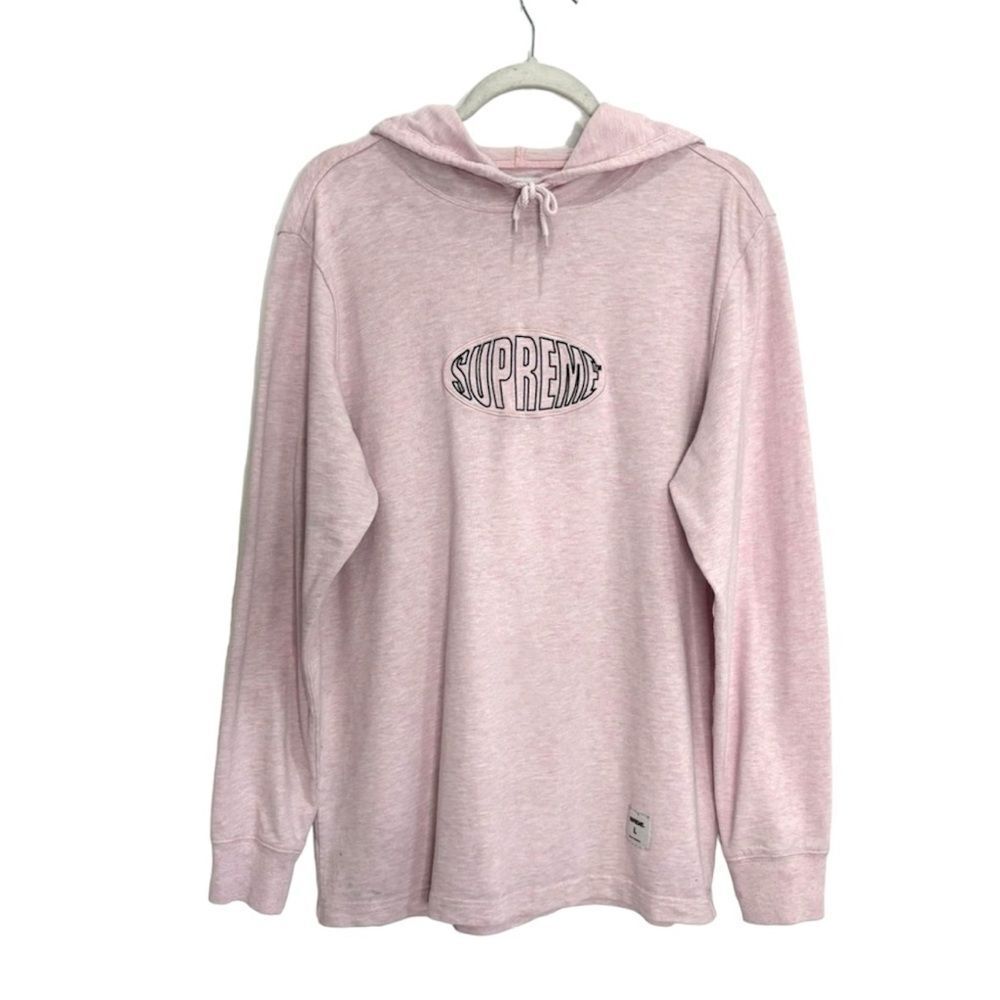 Supreme Pink front logo hoodie
